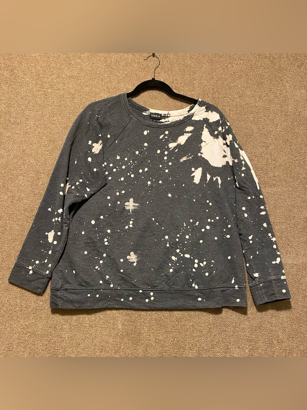 Torrid Bleach Paint Splatter Crewneck Sweatshirt Size 1 14 16 Gray